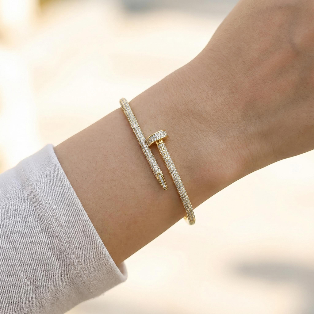  Micro Pave Nail Bangle