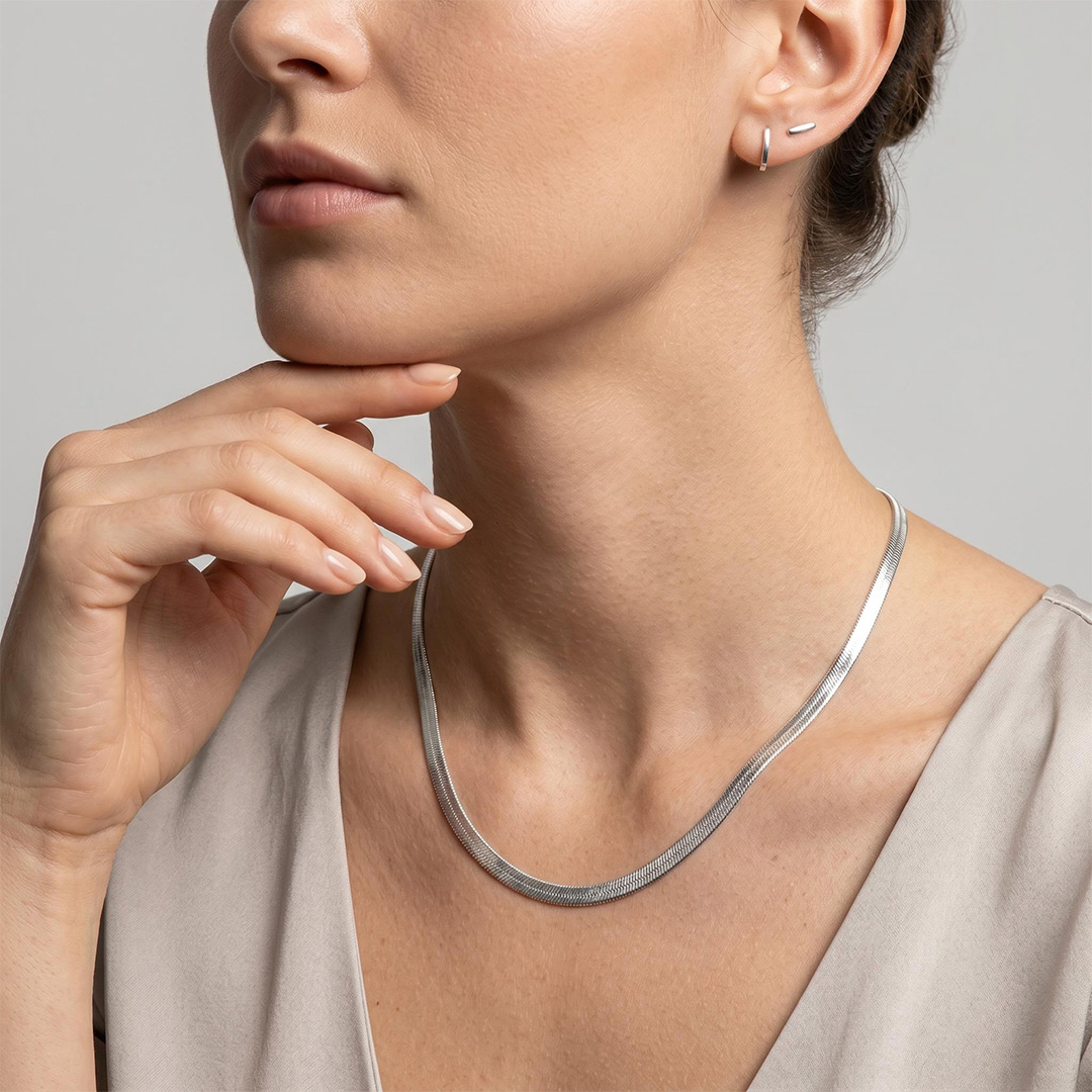 Women's 6mm Stainless Steel Herringbone Chain