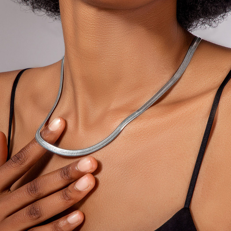 Women's 6mm Stainless Steel Herringbone Chain