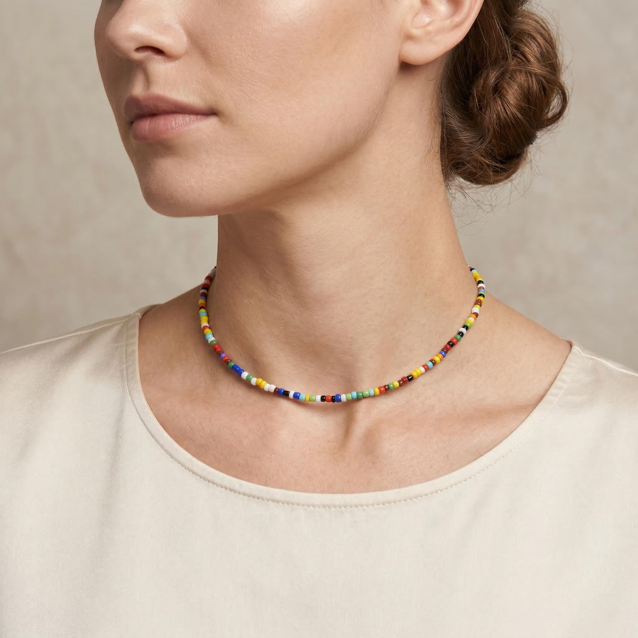 Multicolor String Beaded Handmade Choker