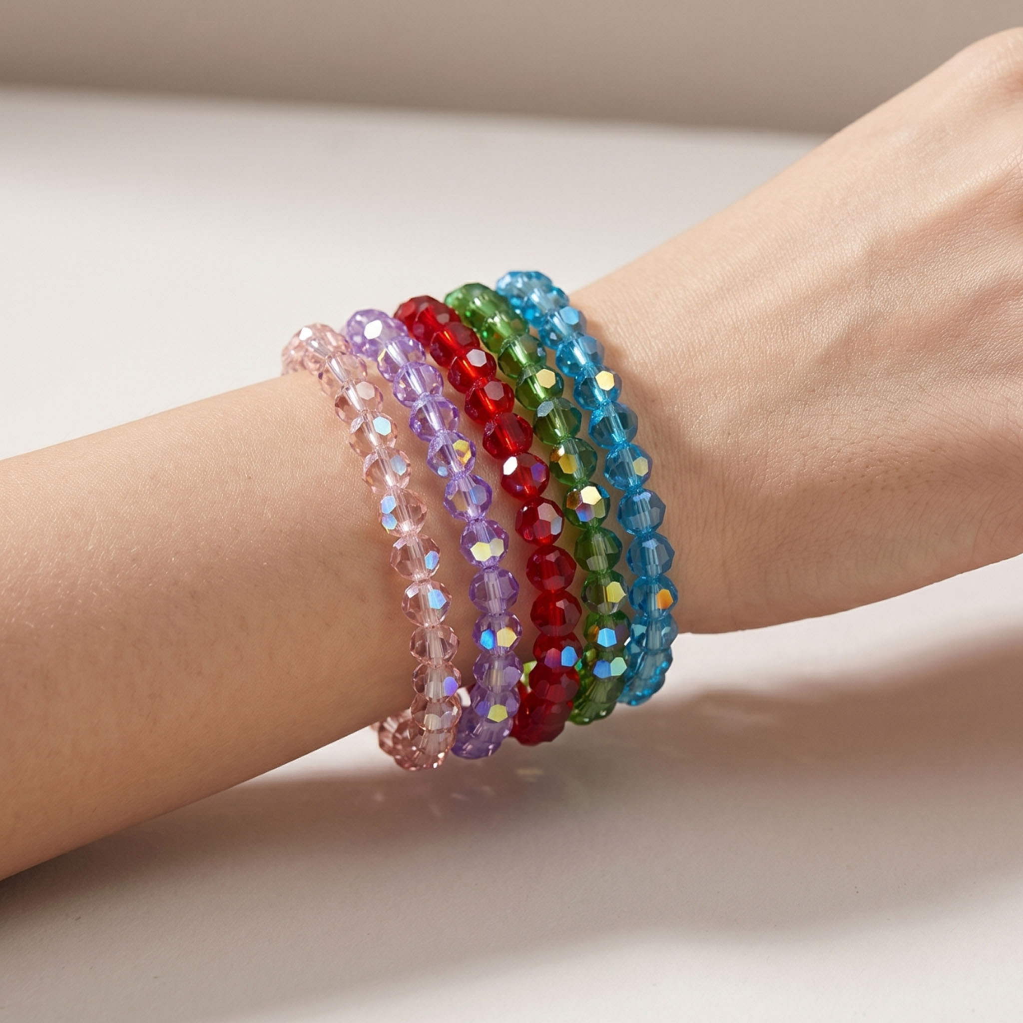 Multicolor Crystal Beaded Bracelet