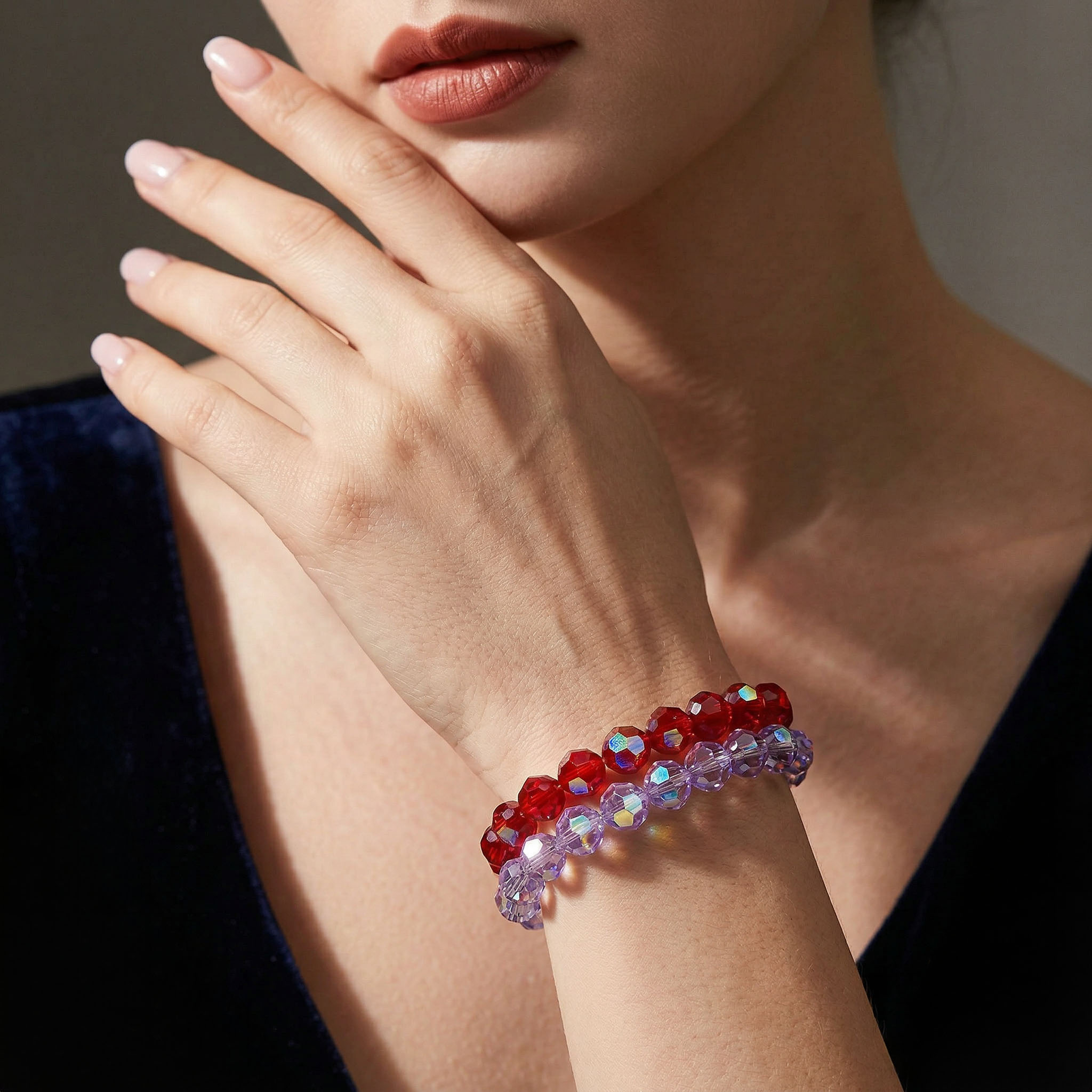 Multicolor Crystal Beaded Bracelet