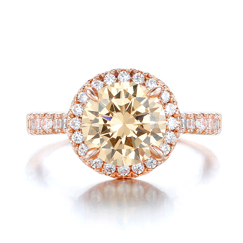 Rose Gold Halo Brilliant Cut Engagement Ring