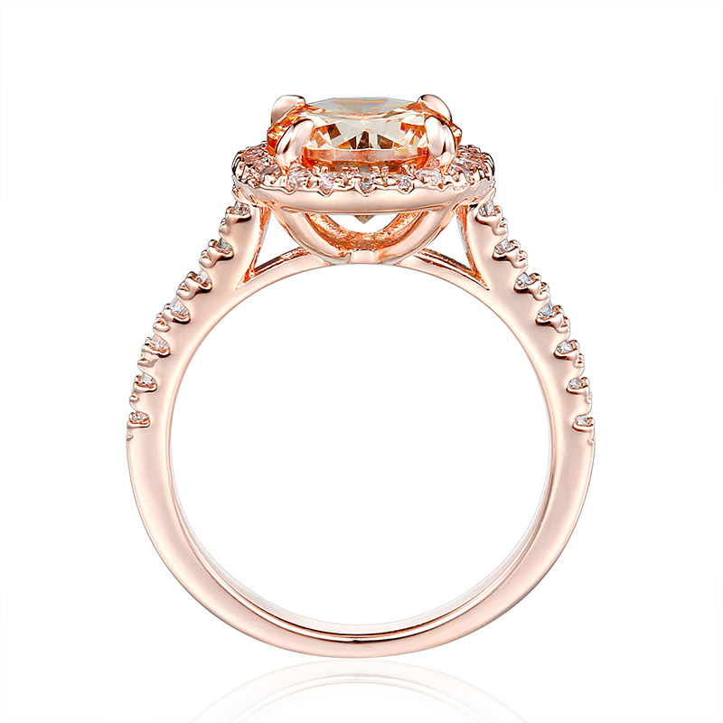 Rose Gold Halo Brilliant Cut Engagement Ring