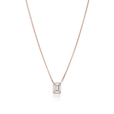 1.8 CT Emerald Cut Pendant Necklace in Rose Gold