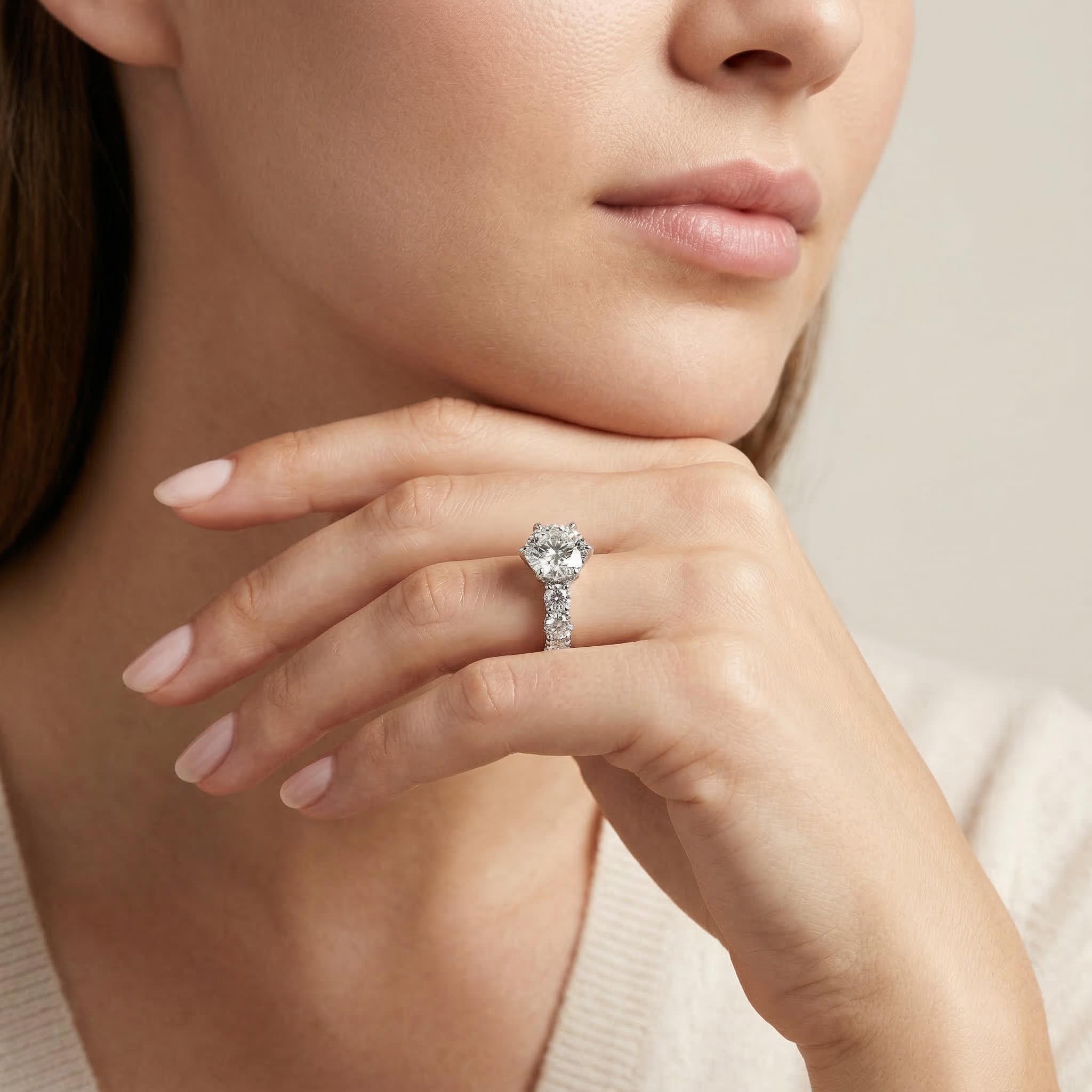 3.5CT Round Cut Engagement Ring