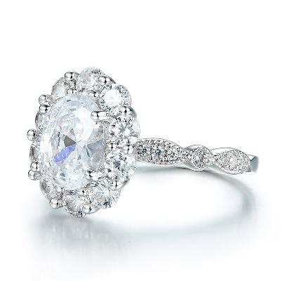4 Ct Oval Cut Halo Engagement Ring