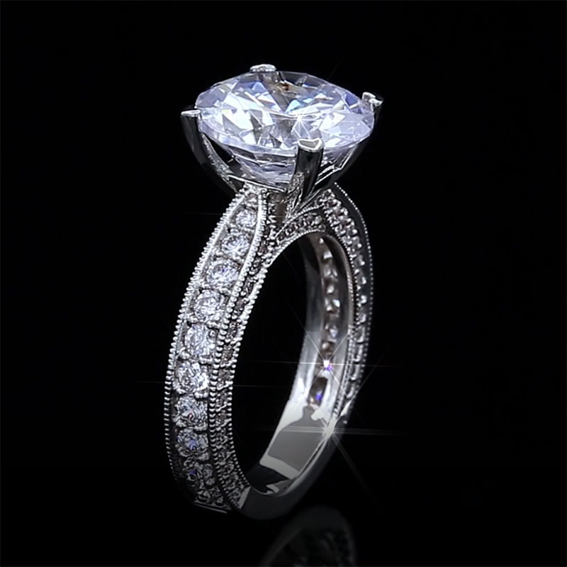 4.5 CT Round Cut Engagement Ring in White Gold