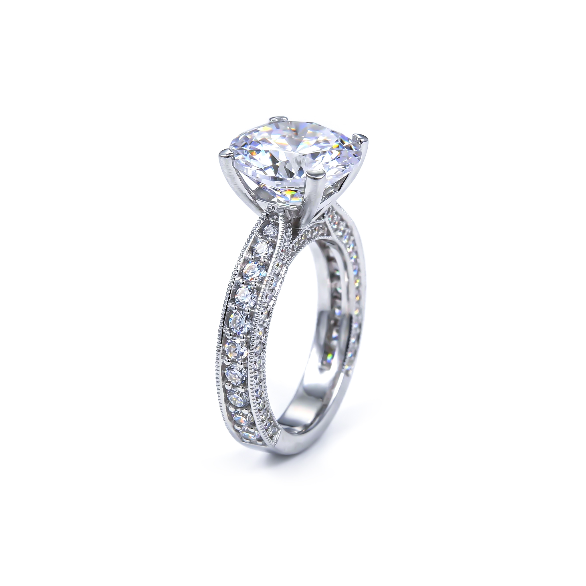 4.5 CT Round Cut Engagement Ring in White Gold