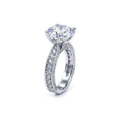 4.5 CT Round Cut Engagement Ring in White Gold