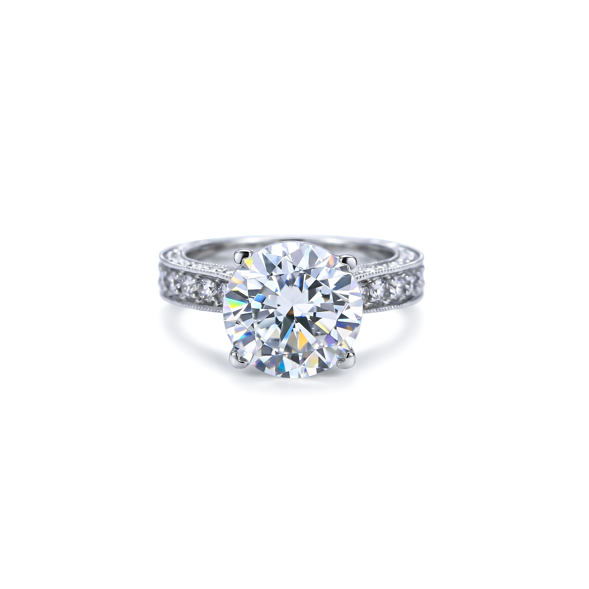 4.5 CT Round Cut Engagement Ring in White Gold
