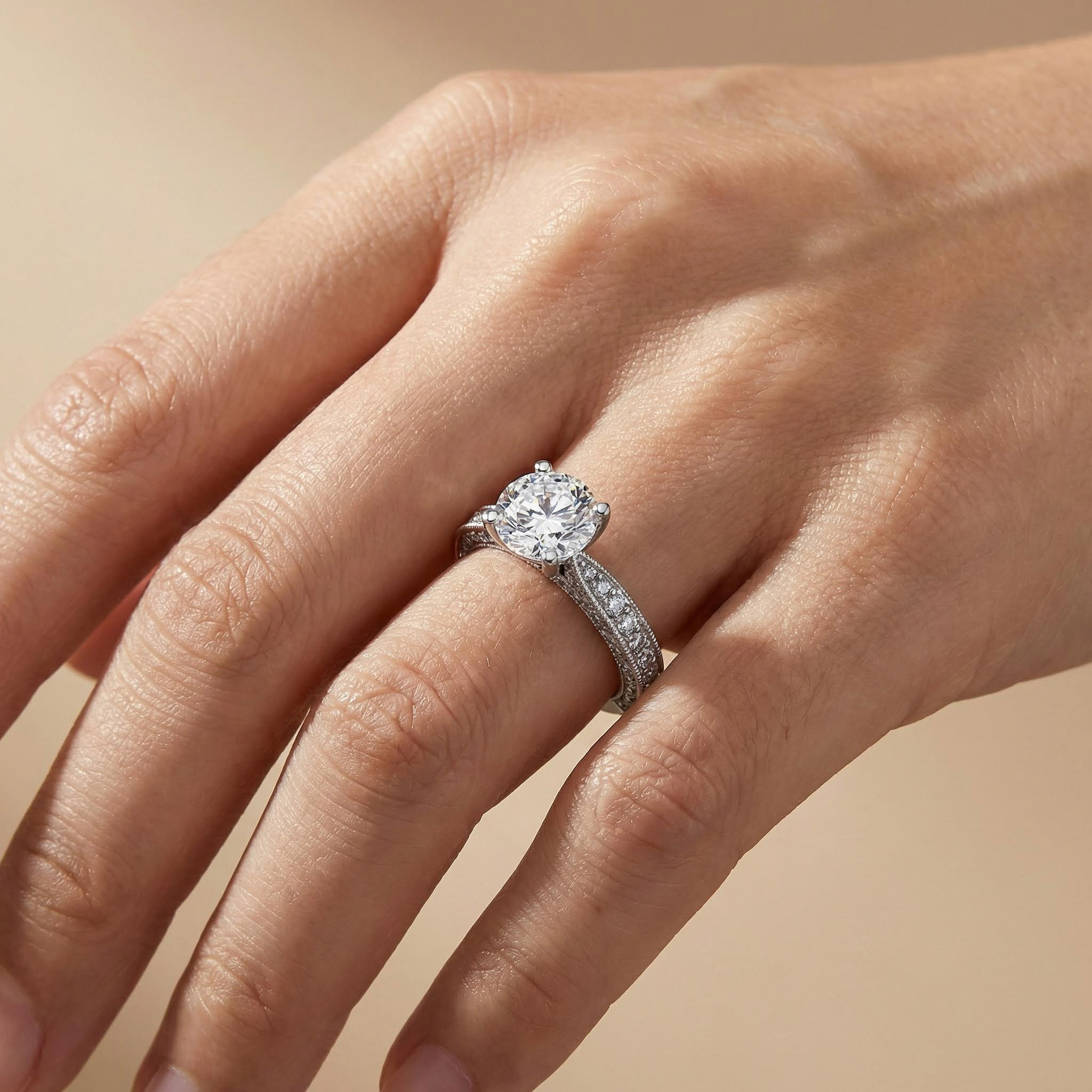 4.5 CT Round Cut Engagement Ring in White Gold