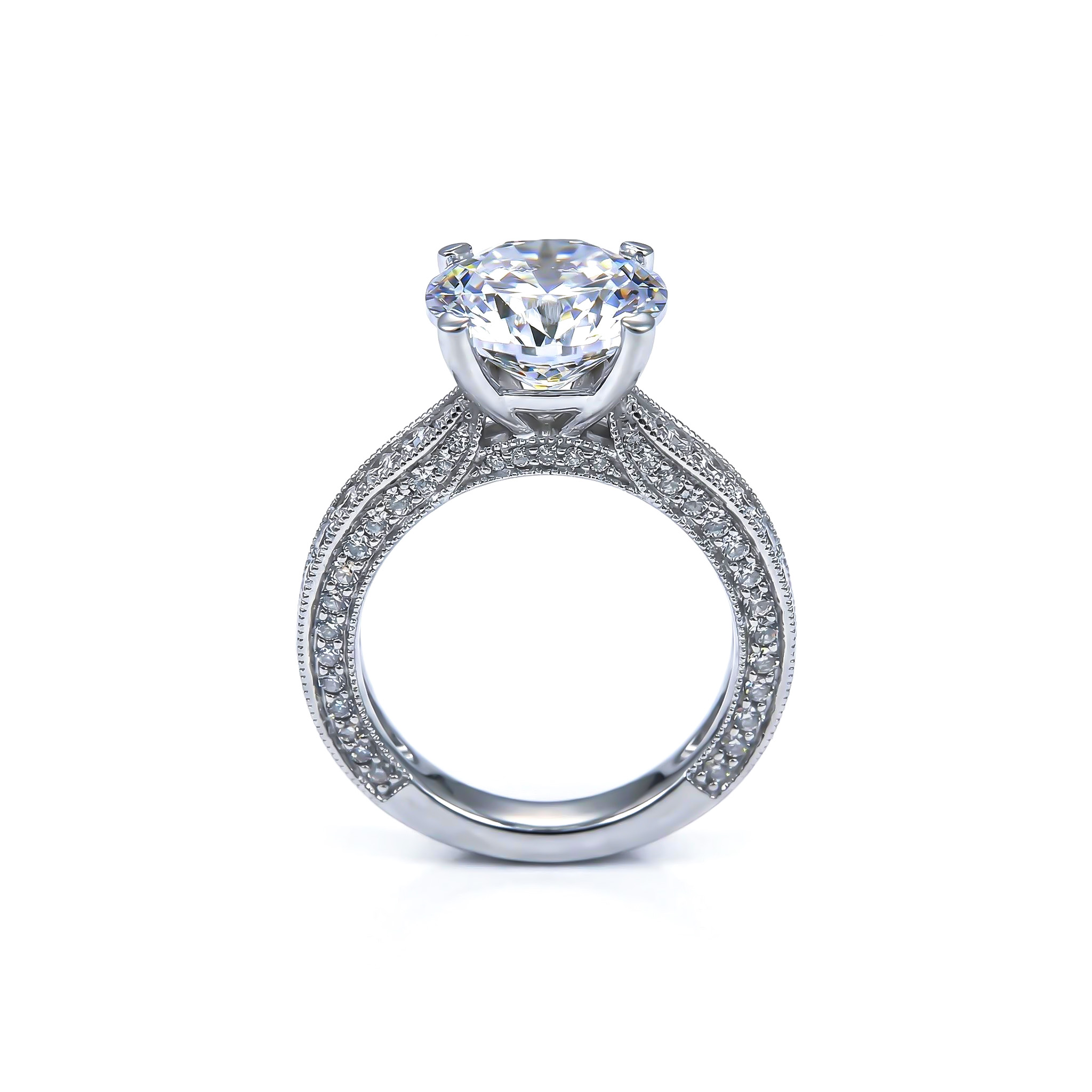 4.5 CT Round Cut Engagement Ring in White Gold