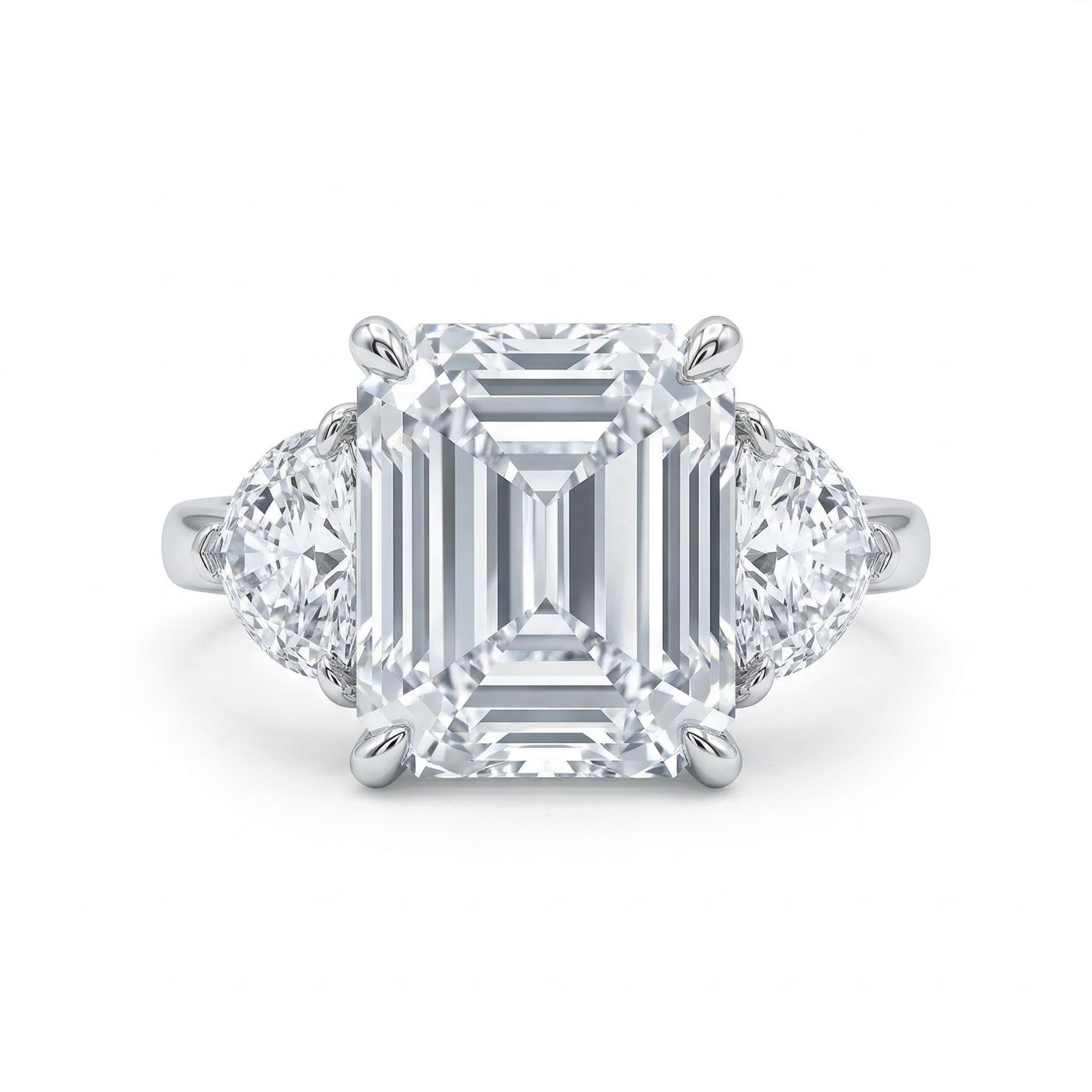 3.5 CT Emerald Cut Three Stone Ring