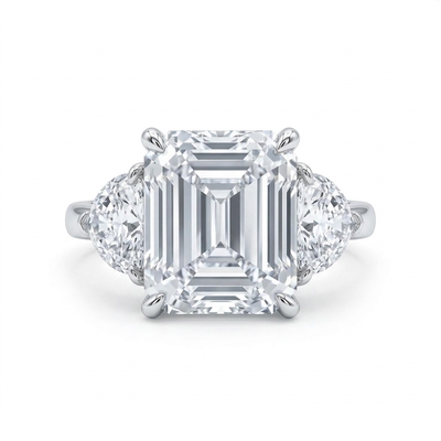 3.5 CT Emerald Cut Three Stone Ring