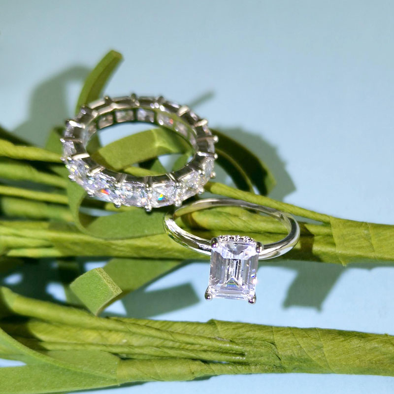 Emerald Cut Ring Set