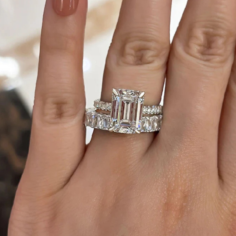 Emerald Cut Ring Set