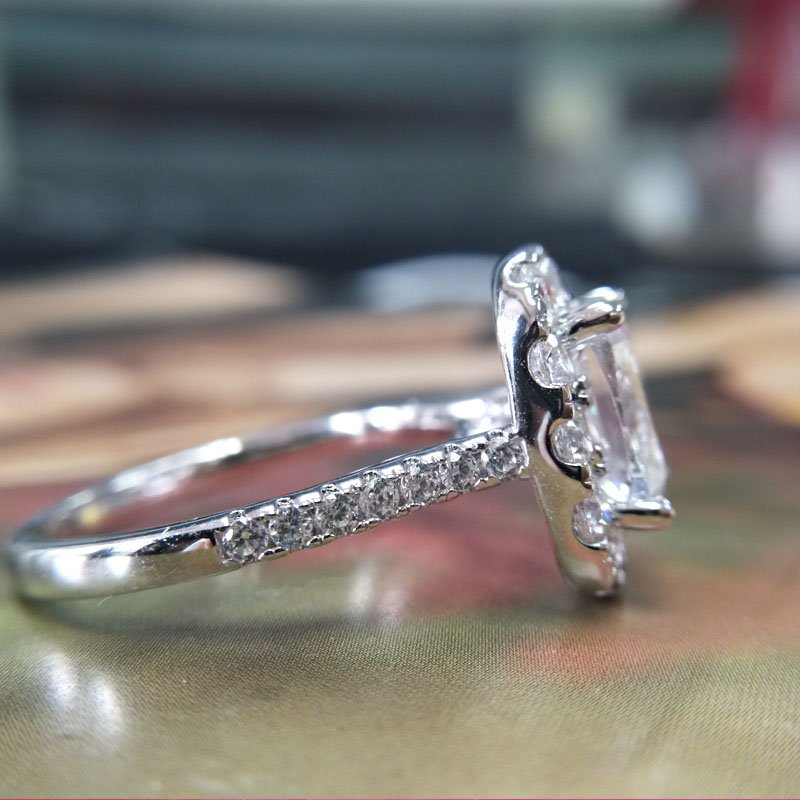 4.5CT Cushion Cut With Halo Eternity Ring Set
