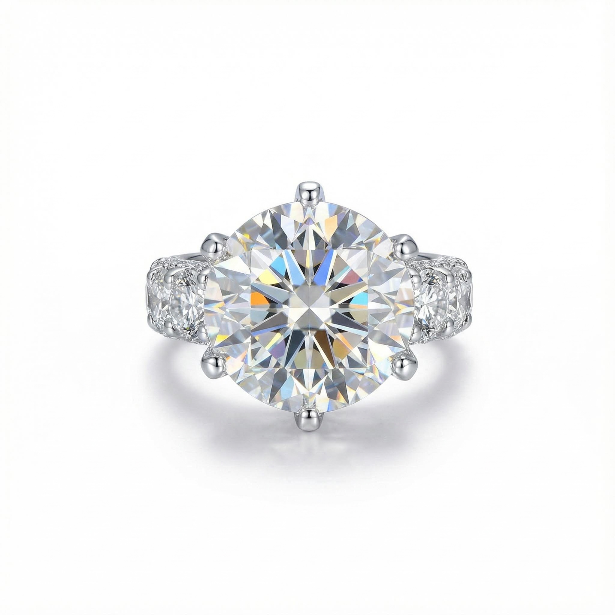 Luxury 9 Ct Round Cut S925 Sterling Silver Engagement Ring