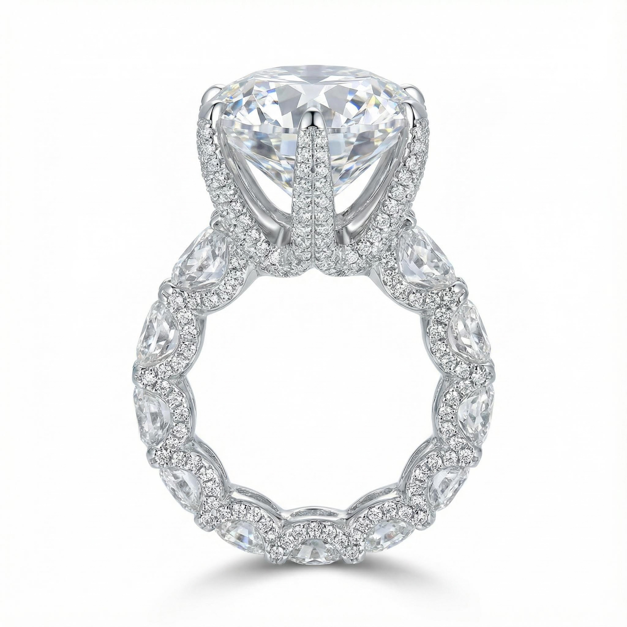 Luxury 9 Ct Round Cut S925 Sterling Silver Engagement Ring