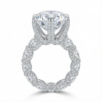 Luxury 9 Ct Round Cut S925 Sterling Silver Engagement Ring