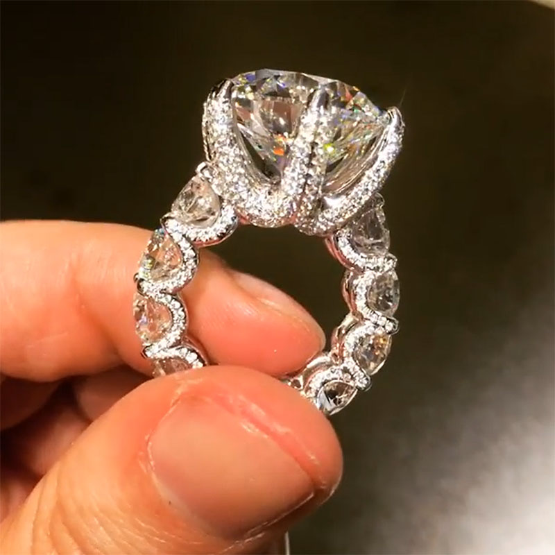 Luxury 9 Ct Round Cut S925 Sterling Silver Engagement Ring Luxury 9 Ct Round Cut S925 Sterling Silver Engagement Ring