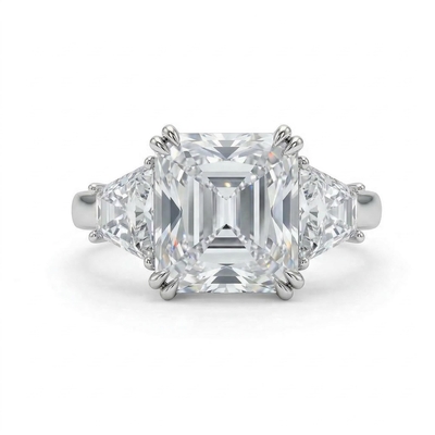4 CT Three Stone Radiant Cut Engagement Ring