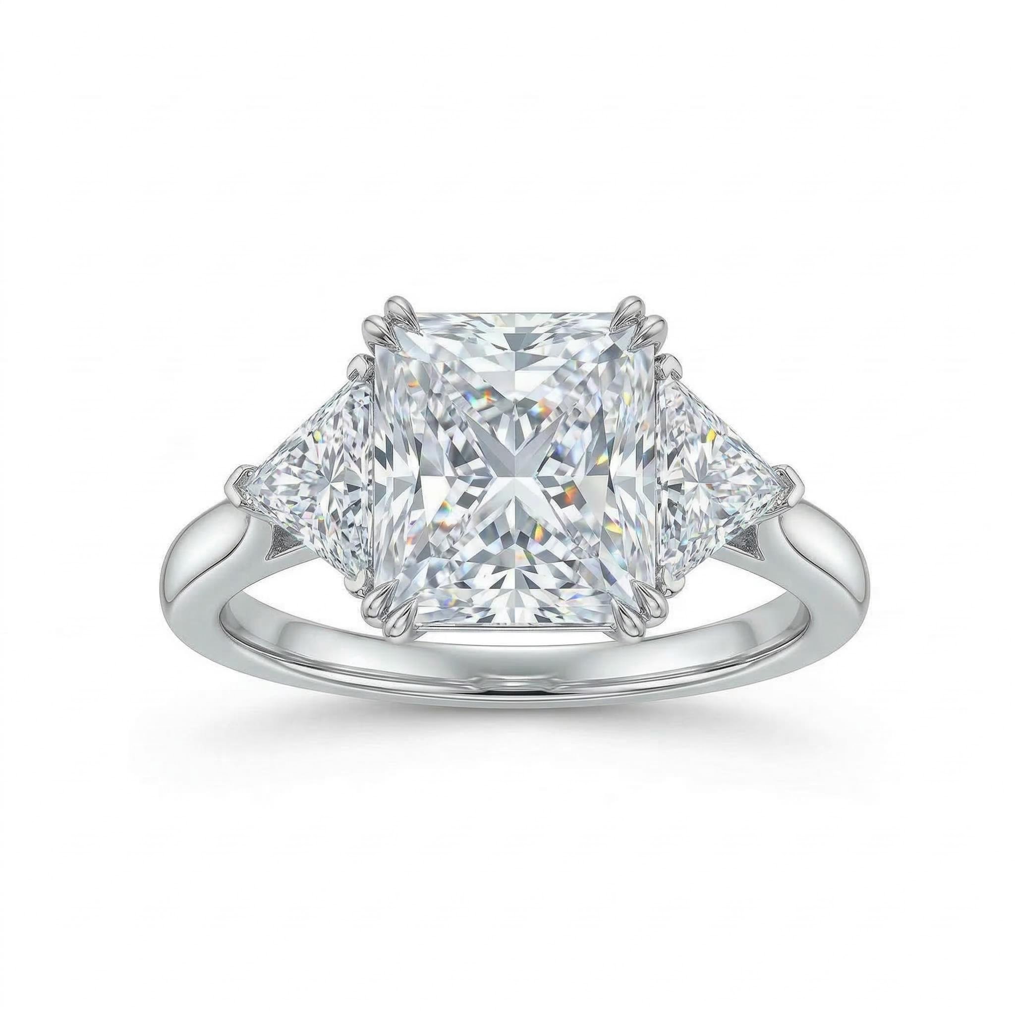 4 CT Three Stone Radiant Cut Engagement Ring