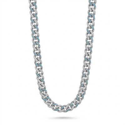 Women's Iced 10mm Teardrop Blue & White Miami Cuban Chain