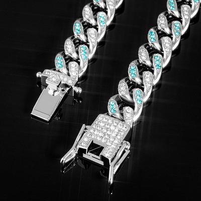 Women's Iced 10mm Teardrop Blue & White Miami Cuban Bracelet