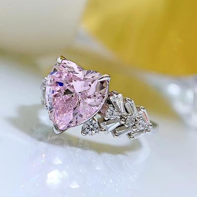 Pink Heart 3-Prong Engagement Ring