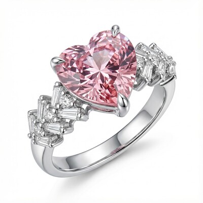 Pink Heart 3-Prong Engagement Ring