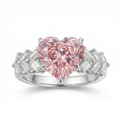 Pink Heart 3-Prong Engagement Ring