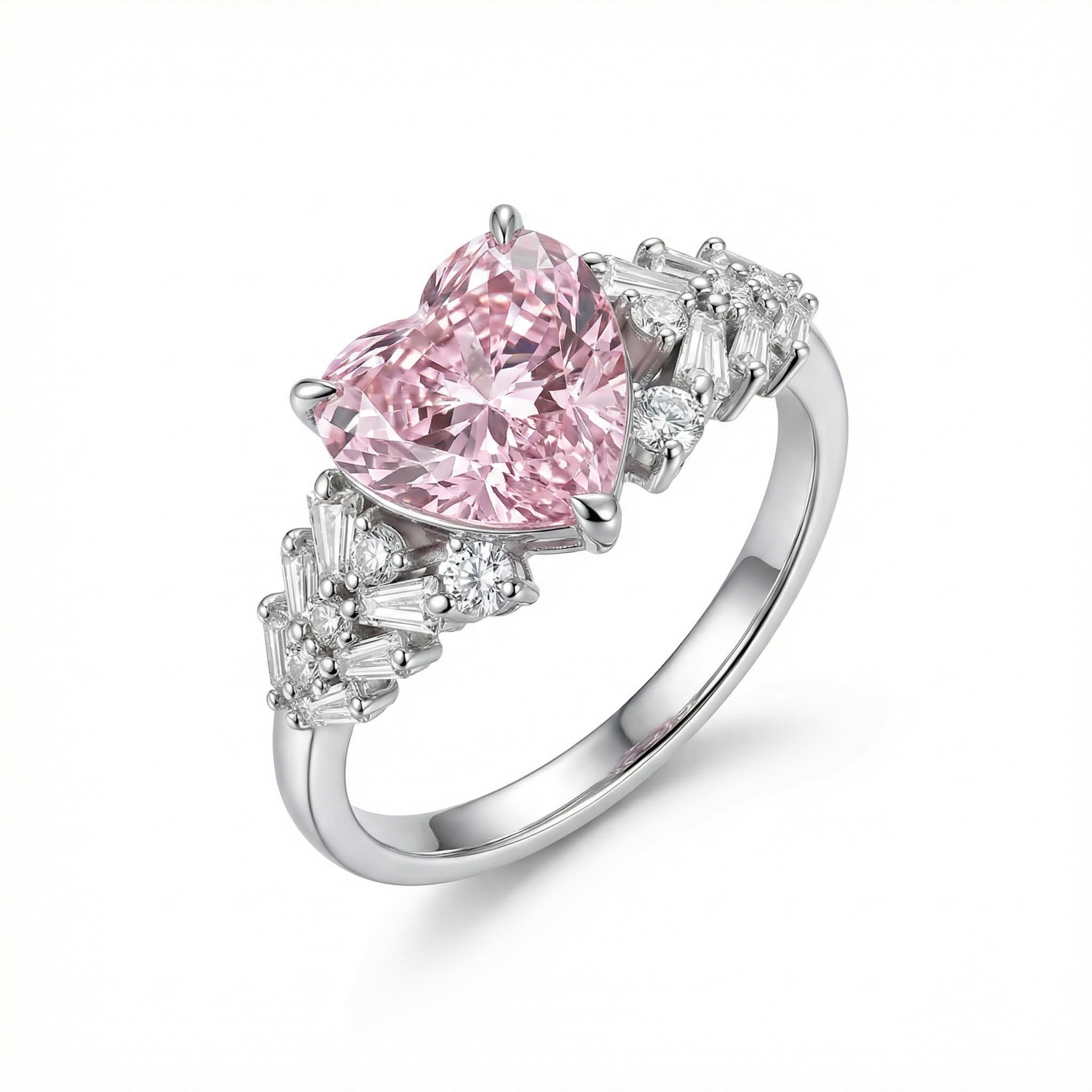 Pink Heart 3-Prong Engagement Ring