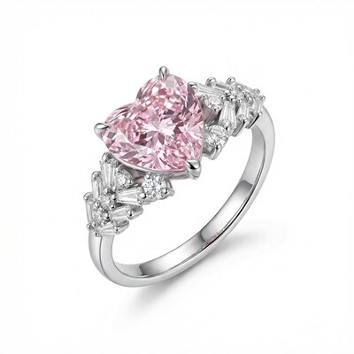 Pink Heart 3-Prong Engagement Ring