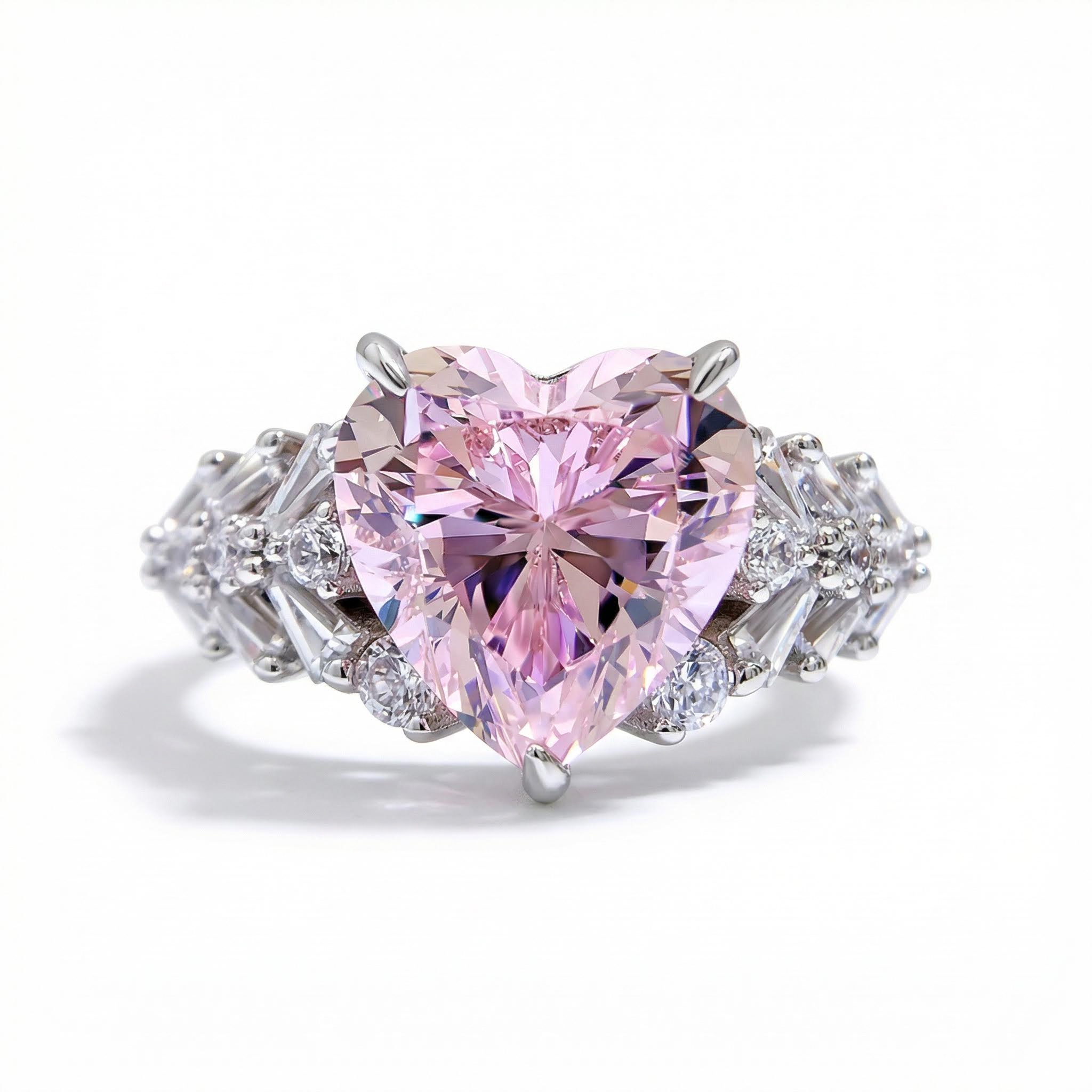 Pink Heart 3-Prong Engagement Ring