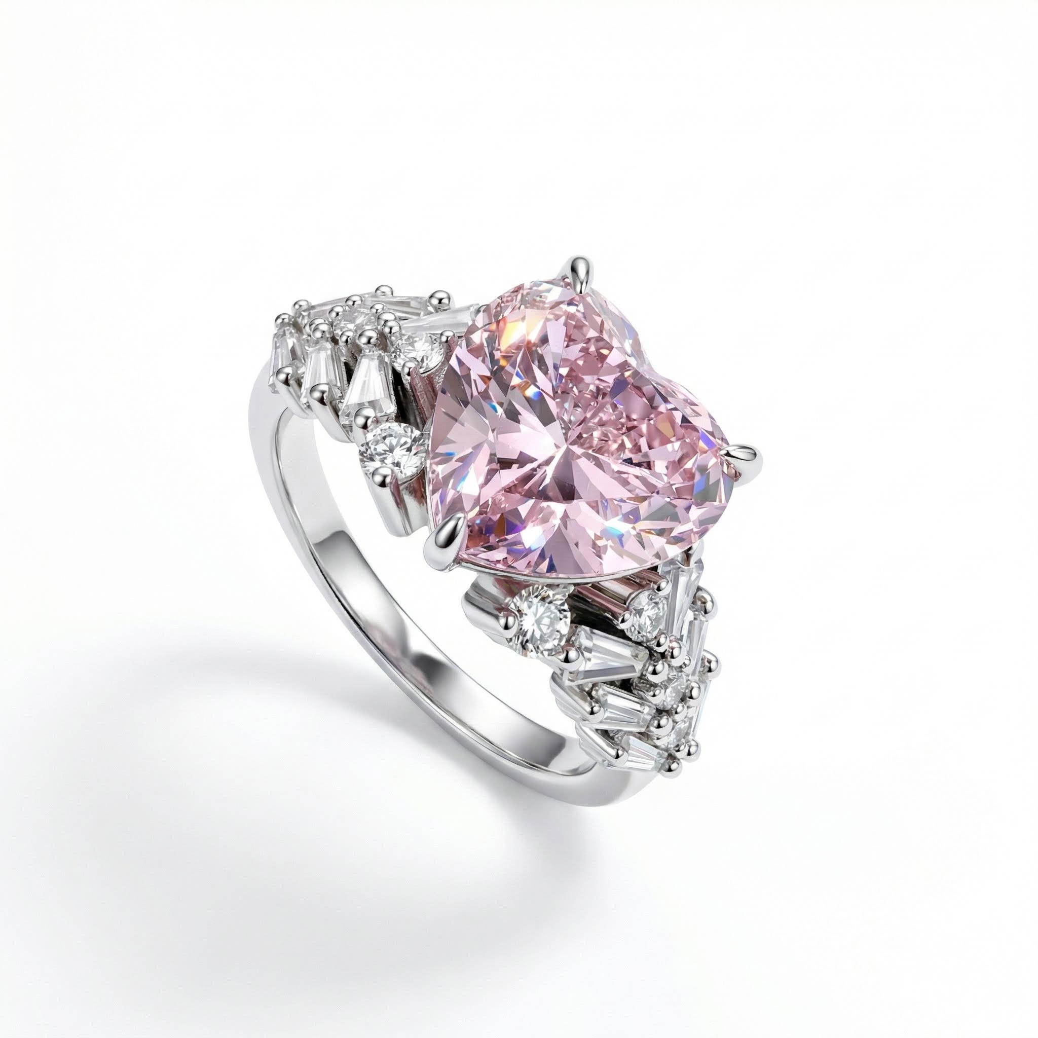 Pink Heart 3-Prong Engagement Ring