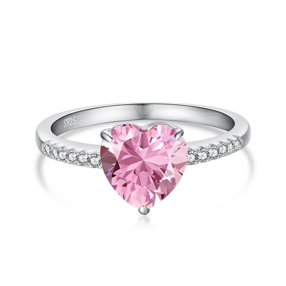 Heart Cut White/Pink Stone Ring