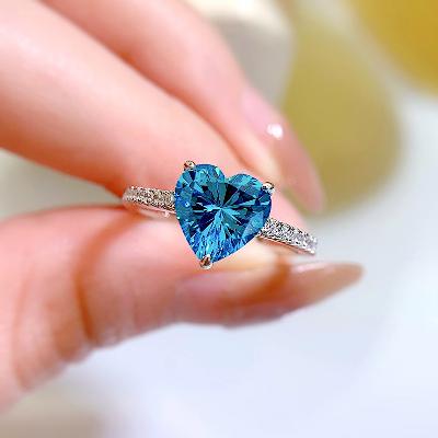 Heart Cut Aquamarine Stone Ring