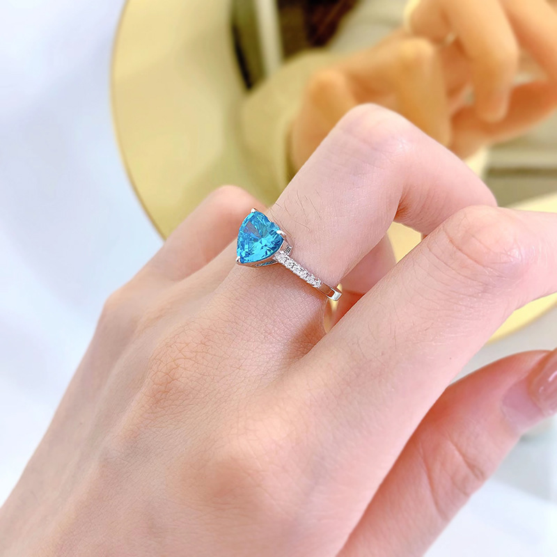 Heart Cut Aquamarine Stone Ring