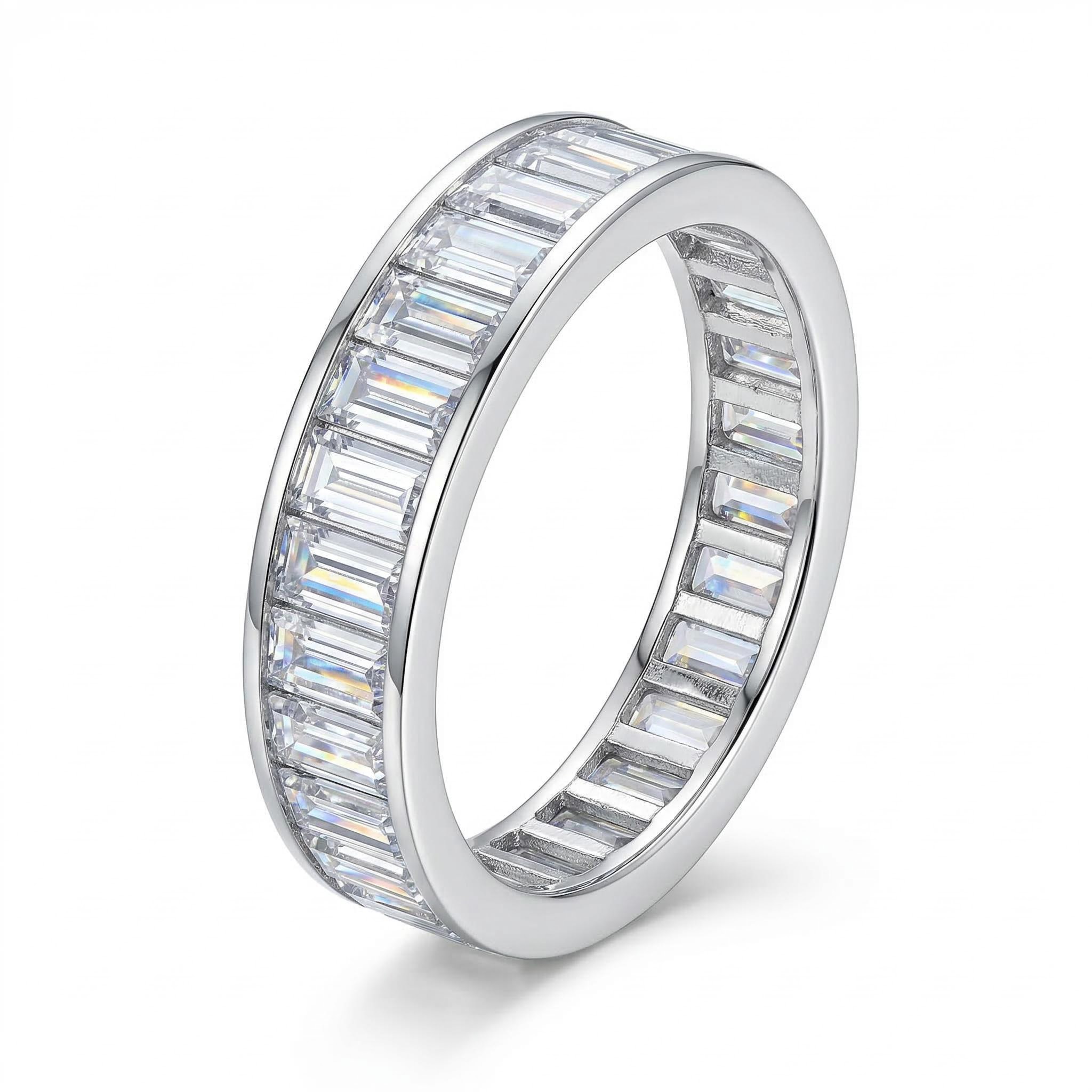 Baguette Cut Eternity Ring in White Gold
