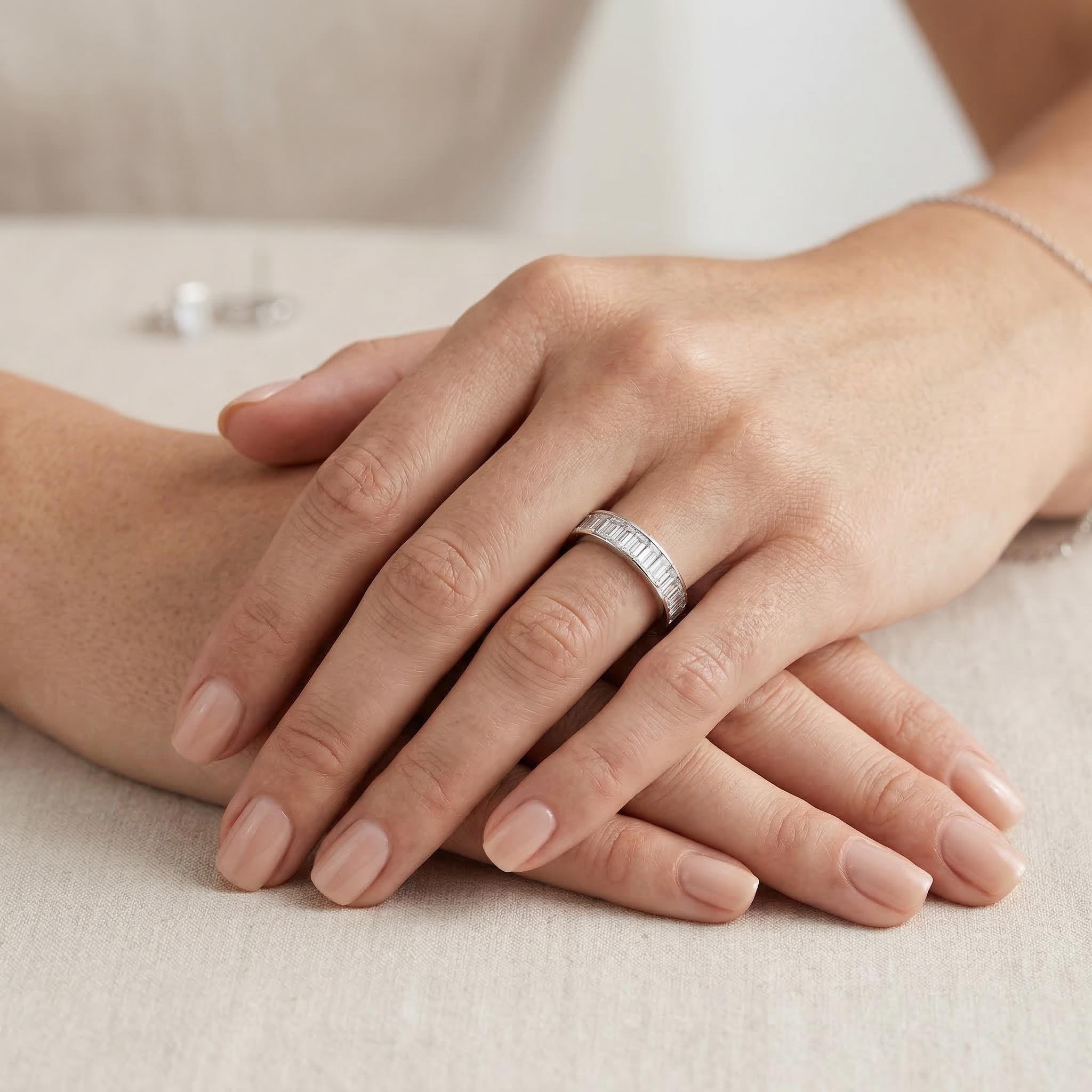 Baguette Cut Eternity Ring in White Gold