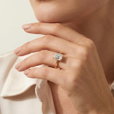 Emerald Cut Engagement Band