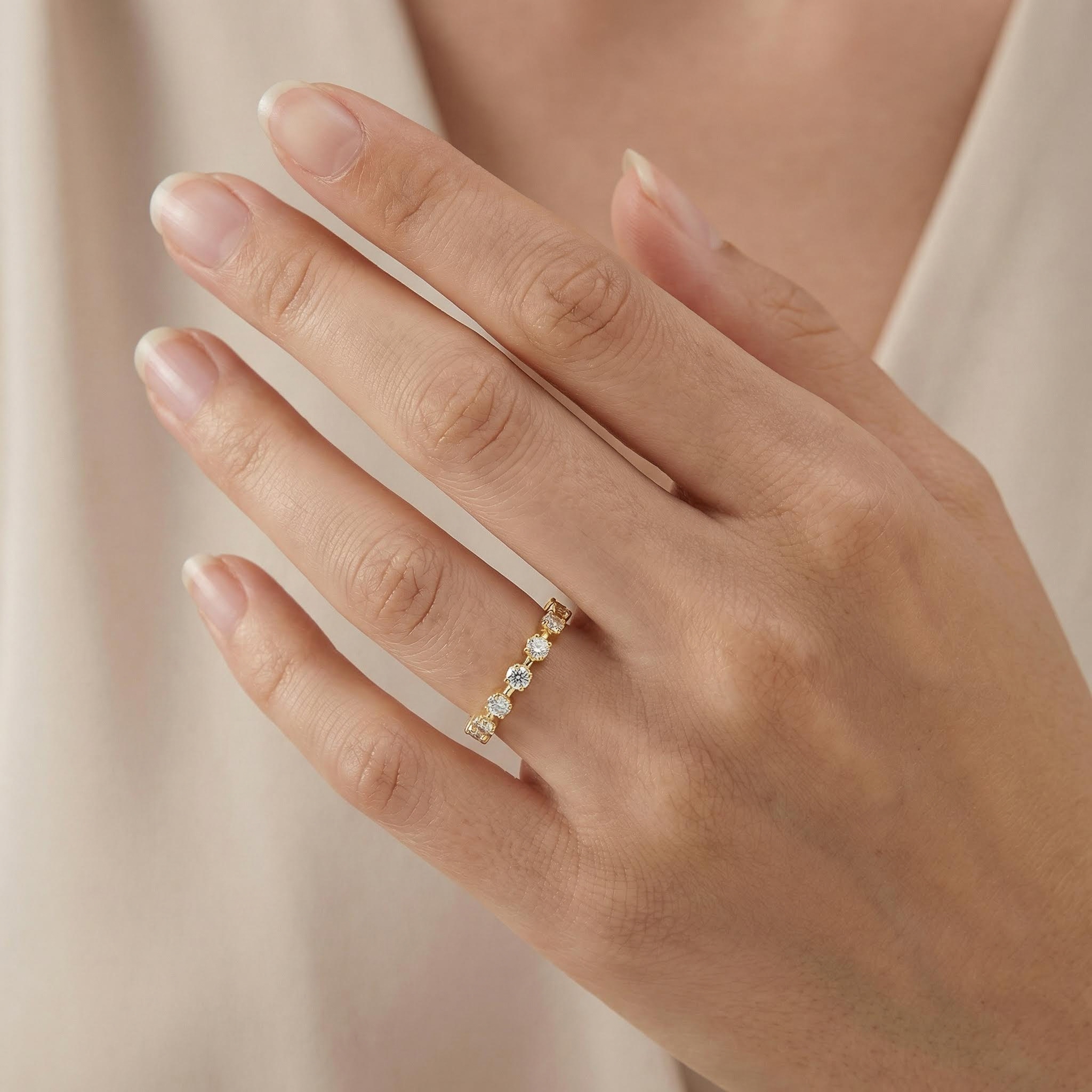  Round Cut Spaced Out Eternity Band