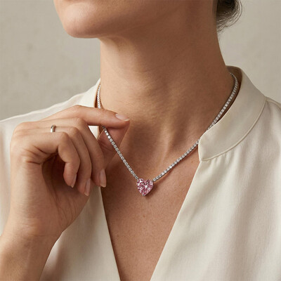 Heart Pendant Tennis Necklace