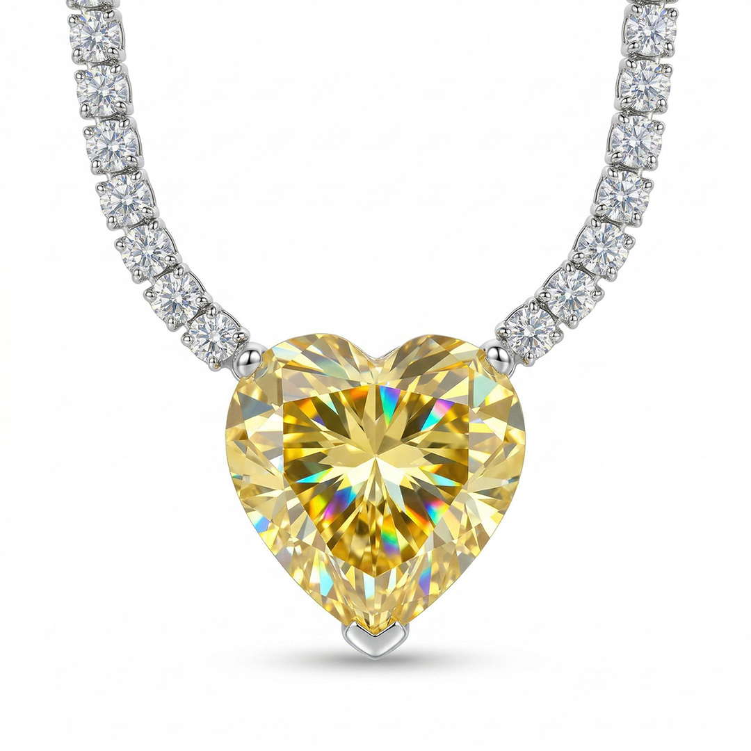 Heart Pendant Tennis Necklace