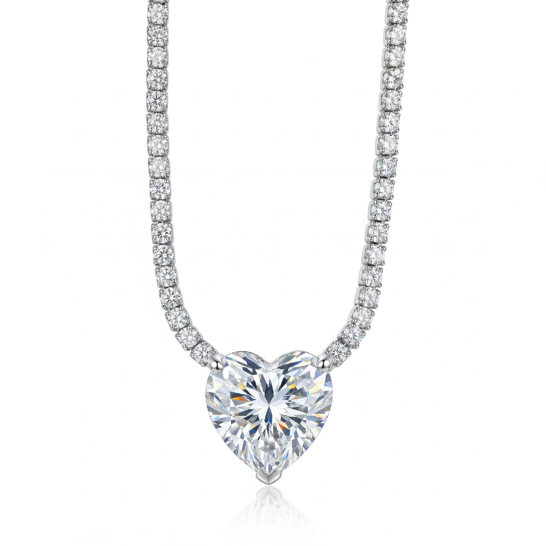 Heart Pendant Tennis Necklace