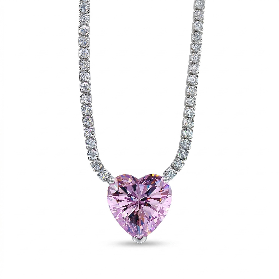 Heart Pendant Tennis Necklace