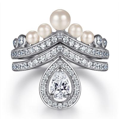 Pearl Crown Ring Set