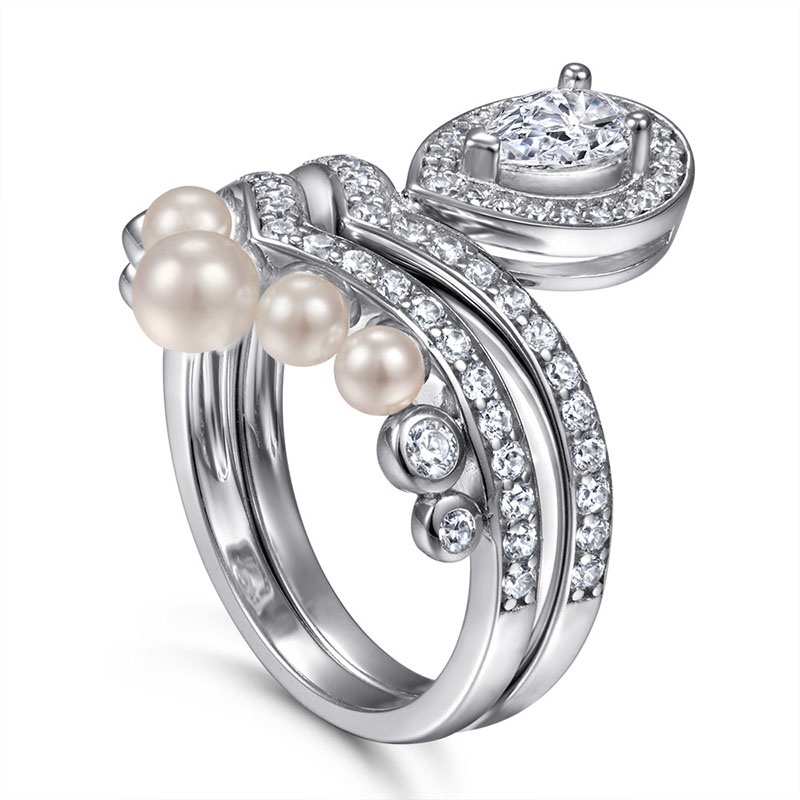  Pearl Crown Ring Set